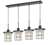 Cal Lighting 60W x 4 Silverton Metal/Glass Pendant Fixture (Edison Bulbs Included) FX-2668-4P Glass FX-2668-4P