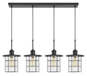 Cal Lighting 60W x 4 Silverton Metal/Glass Pendant Fixture (Edison Bulbs Included) FX-2668-4P Glass FX-2668-4P