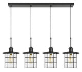 Cal Lighting 60W x 4 Silverton Metal/Glass Pendant Fixture (Edison Bulbs Included) FX-2668-4P Glass FX-2668-4P