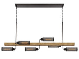 Cal Lighting 60W x 6 Lenox Pine Wood Island Chandelier with Metal Mesh Shades FX-3008-6 Dark Bronze FX-3008-6