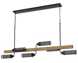 Cal Lighting 60W x 6 Lenox Pine Wood Island Chandelier with Metal Mesh Shades FX-3008-6 Dark Bronze FX-3008-6