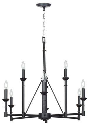 Cal Lighting 60W x 9 Monclova Metal 9 Light Chandelier FX-3516/6+3 Industrial Bronze FX-3516/6+3