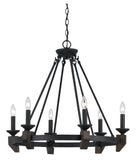 Cal Lighting 60W x 12 Cruz Metal/Wood Chandelier FX-3517/6 Bronze/Wood FX-3517/6