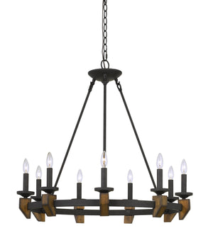 Cal Lighting 60W x 9 Cruz Metal/Wood Chandelier FX-3517-9 Bronze/Wood FX-3517-9