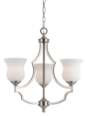 Cal Lighting 60Wx3 Barrie Metal 3 Lgt Chandelier FX-3531/3 Brushed Steel FX-3531/3