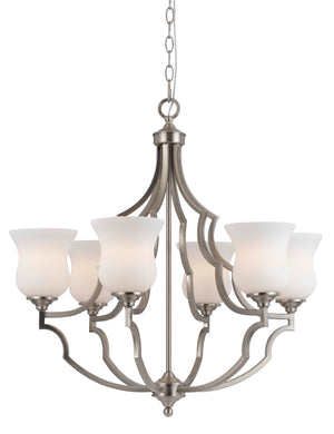 Cal Lighting 60Wx6 Barrie Metal 6 Lgt Chandelier FX-3531/6 Brushed Steel FX-3531/6