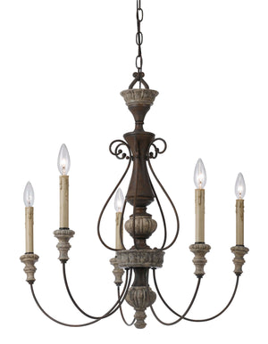 Cal Lighting 5 Ltg Williams Metal Chandelier FX-3535/5 Rust/Dapple Gray FX-3535/5