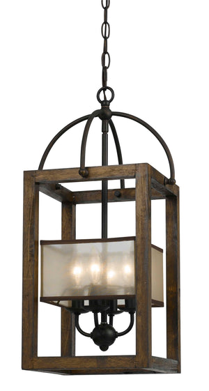 Cal Lighting 4 Lg Mission Wood/Metal Chandelier FX-3536/4 Wood FX-3536/4