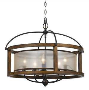 Cal Lighting 60W x 5 Round Chandelier FX-3536/5 Wood FX-3536/5