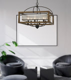 Cal Lighting 60W x 6 Rectangular Chandelier FX-3536/6L Wood FX-3536/6L