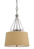 Cal Lighting 60W x 3 Cresco Pendant with Burlap Sh (Edison Bulbs Not Included) FX-3538/1P Textured Steel FX-3538/1P