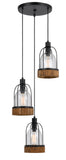 Cal Lighting 60W x 3 Beacon Glass Pendant(Edison Bulbs Not Included) FX-3584-3 Black FX-3584-3