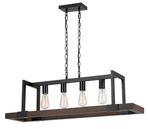 Cal Lighting 60W x 4 Antonio Wood Chandelier (Edison Bulbs Not Included) FX-3586-4 Black FX-3586-4