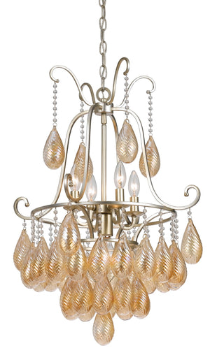 Cal Lighting 60W x 5 Marion Glass Chandelier FX-3591-5 Tan FX-3591-5