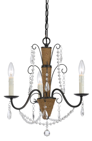 Cal Lighting 60W x 3 Antigo Chandelier FX-3592-3 Antigo Rattan/Crystal FX-3592-3