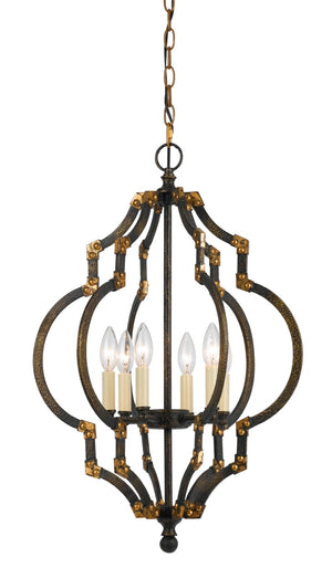 Cal Lighting 40W x 6 Howell Metal Pendant FX-3593-6 Iron/Antique Gold FX-3593-6