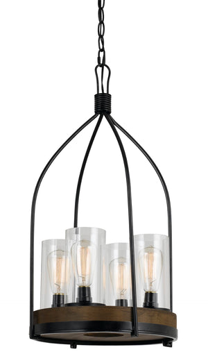 Cal Lighting 60W x 4 Chardon Metal/Wood Fixture(Edison Bulbs Not Included) FX-3614-4 Iron Wood FX-3614-4