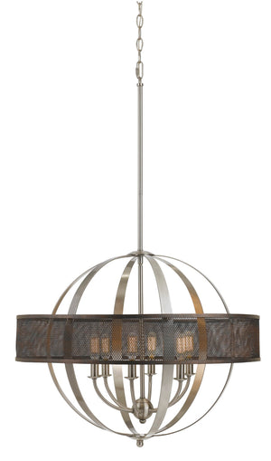 Cal Lighting 60W x 6 Willow Chandelier (Edison Bulbs Not Included) FX-3622-6 Brushed Steel FX-3622-6