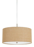 Cal Lighting 60W x 3 Addison Burlap Drum Pendant FX-3627-1P Brushed Steel FX-3627-1P