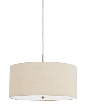 Cal Lighting 60W x 3 Addison Linen Drum Pendant FX-3628-1P Brushed Steel FX-3628-1P