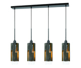 Cal Lighting 60W x 4 Reggio Wood Pendant Glass Fixture (Edison Bulbs Not Included) FX-3641-4 Wood/Black FX-3641-4