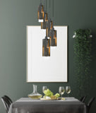 Cal Lighting 60W x 5 Reggio Wood Pendant Glass Fixture (Edison Bulbs Not Included) FX-3641-5 Wood/Black FX-3641-5