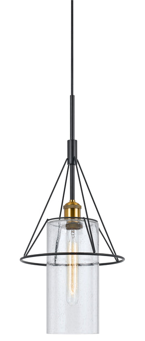 Cal Lighting 60W Rexburgmetal Glass Mini Pendant (Edison Bulb Not Included) FX-3653-1 Antique Brass/Black FX-3653-1