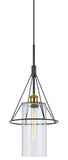 Cal Lighting 60W Rexburgmetal Glass Mini Pendant (Edison Bulb Not Included) FX-3653-1 Antique Brass/Black FX-3653-1