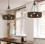 Cal Lighting 60W x 3 Bradford Metal And Wood Chandelier (Edison Bulbs Not Included) FX-3670-3 Smoky Wood FX-3670-3