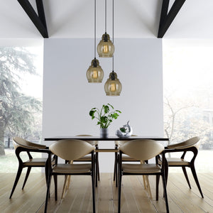 Cal Lighting 60W Teramo Rippled Glass Pendant (Edison Bulb Not Included) FX-3674-1 Black FX-3674-1