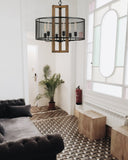 Cal Lighting 60W x 6 Monza Wood Chandelier with Mesh Shade (Edison Bulbs Not Included) FX-3678-6 Wood FX-3678-6