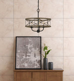 Cal Lighting 40W x 3 Modica Metal Pendant Fixture (Edison Bulbs Not Included) FX-3685-3 Distress Ivory/Iron FX-3685-3