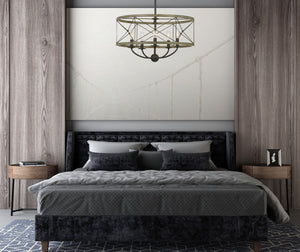 Cal Lighting 40W x 5 Modica Metal Pendant Fixture (Edison Bulbs Not Included) FX-3685-5 Distress Ivory/Iron FX-3685-5