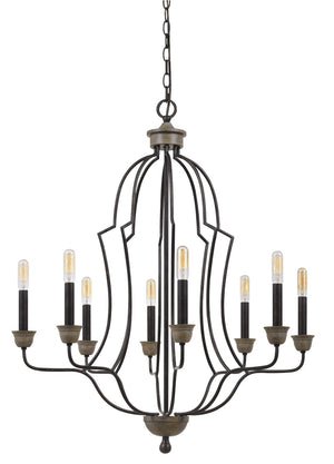 Cal Lighting 60W x 8 Lebrija Metal Chandelier (Edison Bulbs Not Included) FX-3689-8 Textured Bronze FX-3689-8