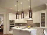 Cal Lighting 60W Almeria Wood/Glass Pendant Fixture (Edison Bulb Not Included) FX-3690-1 Pine/Iron FX-3690-1