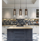 Cal Lighting 60W Almeria Wood/Glass Pendant Fixture (Edison Bulb Not Included) FX-3690-1 Pine/Iron FX-3690-1