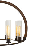 Cal Lighting 60W x 8 Sulmona Wood/Metal Chandelier with Glass Shade (Edison Bulbs Not Included) FX-3691-8 Oak/Iron FX-3691-8