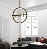 Cal Lighting 60W x 8 Teramo Wood/Metal Chandelier with Glass Shade (Edison Bulbs Not Included) FX-3692-8 Oak/Iron FX-3692-8