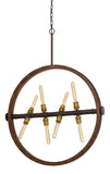 Cal Lighting 60W x 8 Teramo Wood/Metal Chandelier with Glass Shade (Edison Bulbs Not Included) FX-3692-8 Oak/Iron FX-3692-8