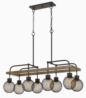 Cal Lighting 60W x 8 Forio Metal Chandelier with Mesh Round Shade (Edison Bulbs Not Included) FX-3695-8 Pine/Iron FX-3695-8