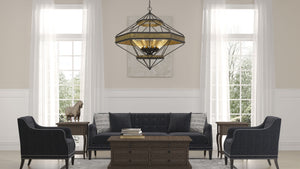 Cal Lighting Alicante 60W x 9 Pine Wood/Metal Chandelier (Edison Bulbs Not Included) FX-3702-9 Wood/Black FX-3702-9