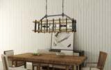 Bruck 60W x 6 Metal/Pine Wood Island Chandelier (Edison Bulbs Not Included)