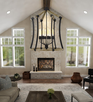 Cal Lighting Dali 60W x 8 Metal/Pine Wood Chandelier (Edison Bulbs Not Included) FX-3707-8 Iron/Light Oak FX-3707-8