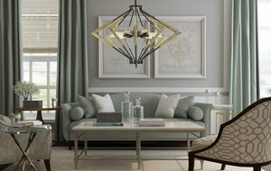 Cal Lighting Malounta 60W x 9 Metal Chandelier (Edison Bulbs Not Included) FX-3709-9 Antique Brass/Black FX-3709-9