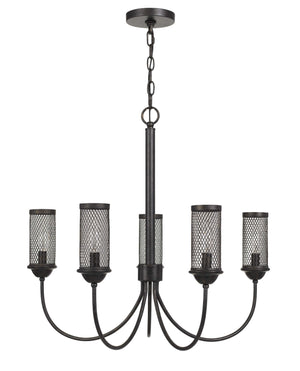 Cal Lighting Fulton Metal Chandelier with Mesh Metal Shade FX-3715-5 Textured Bronze FX-3715-5