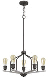 Cal Lighting Corning Metal Chandelier (Edison Bulbs Not Included) FX-3716-5 Textured Bronze/Drifted Wood FX-3716-5