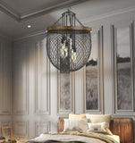 Cal Lighting Marion Metal/Wood Mesh Shade Chandelier (Edison Bulbs Not Included) FX-3718-6 Bronze/Wood FX-3718-6