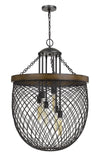 Cal Lighting Marion Metal/Wood Mesh Shade Chandelier (Edison Bulbs Not Included) FX-3718-6 Bronze/Wood FX-3718-6