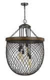 Marion Metal/Wood Mesh Shade Chandelier (Edison Bulbs Not Included)