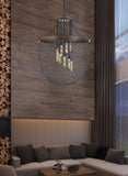 Cal Lighting Marion Metal/Wood Mesh Shade Chandelier (Edison Bulbs Not Included) FX-3718-9 Bronze/Wood FX-3718-9